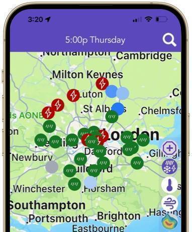 Area weather forecast with adjustable radius
