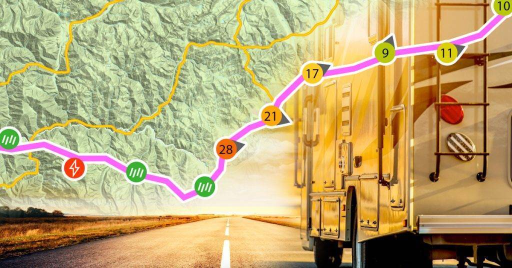 Drive Weather for RVs showing route weather
