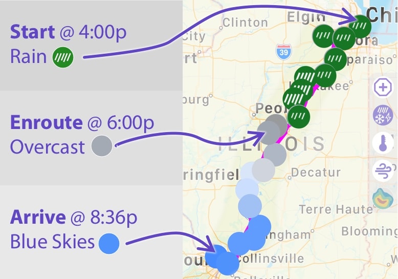 travel weather along my route