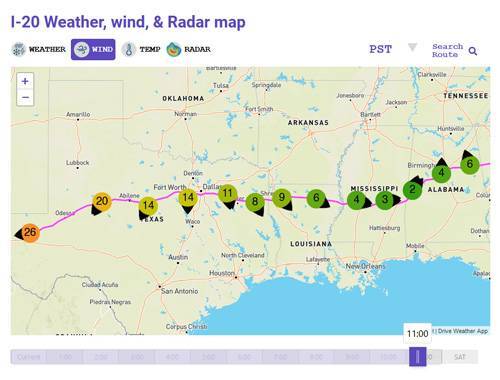 Map Of I 20 I-20 Weather - Drive Weather