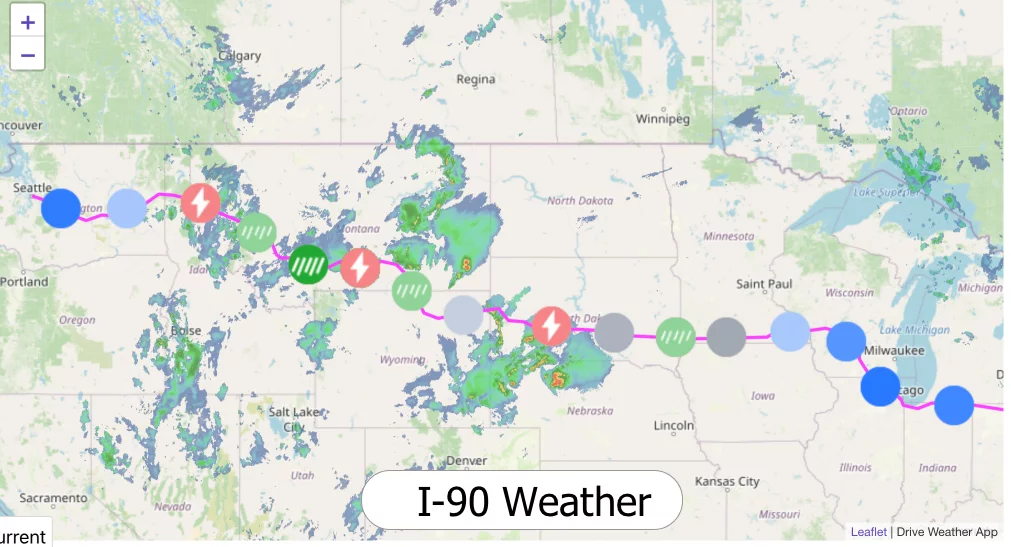 I-90 Weather Map