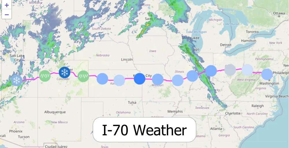 I-70 Weather Map