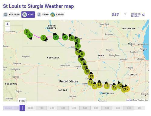 St Louis to Sturgis Weather Image