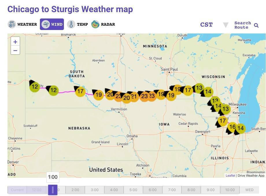 Chicago to Sturgis Weather