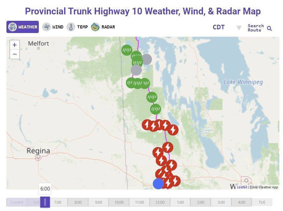 Provincial Trunk Highway 10 weather