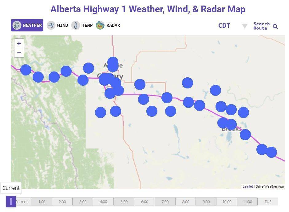 Alberta Highway 1 Weather
