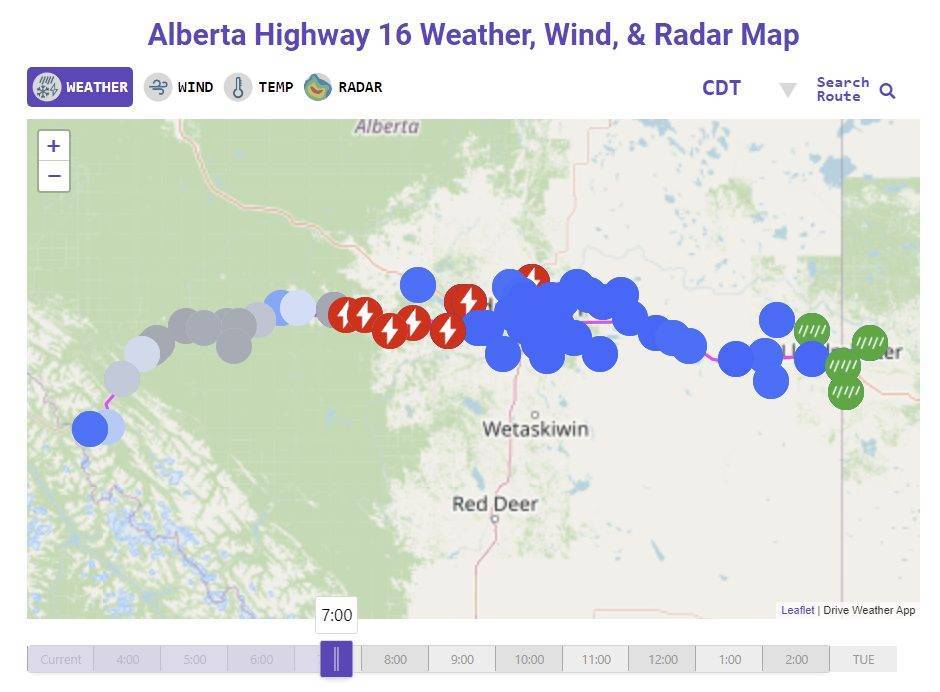 Alberta Highway 16 weather