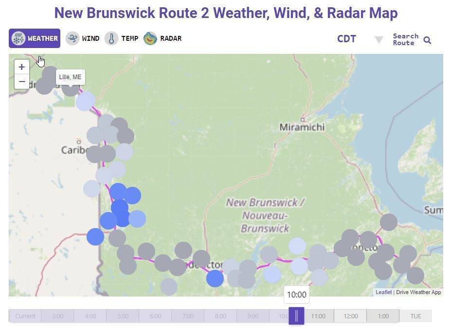 New Brunswick Route 2 Weather