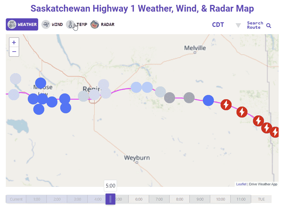 Saskatchewan Highway 1 Weather
