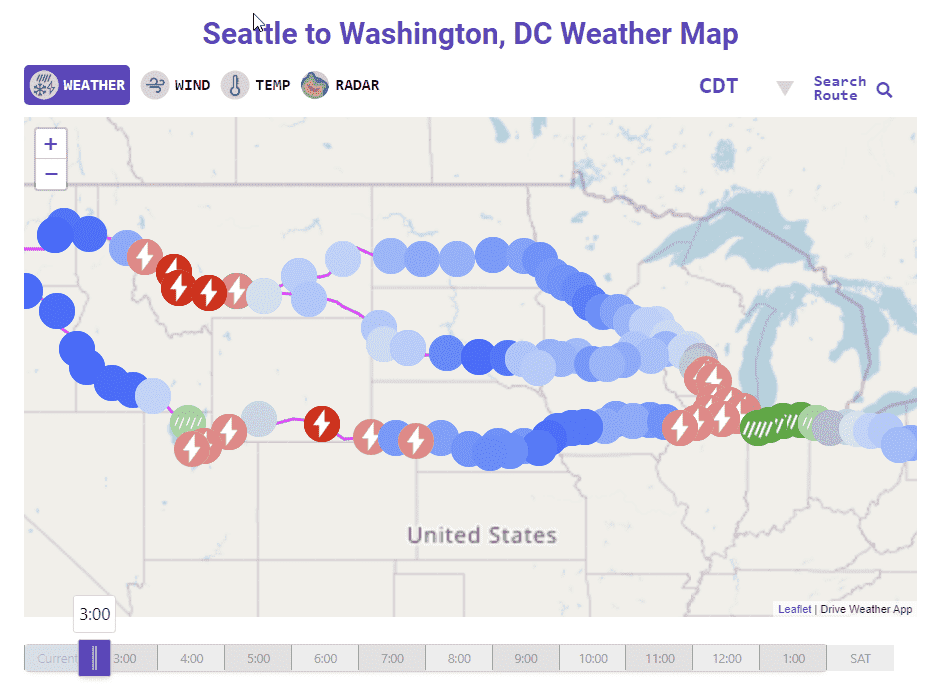 Seattle, WA to Washington, DC Weather